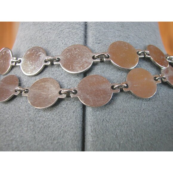 Vintage Silver-Tone Disc Chain Necklace - Picture 3 of 4